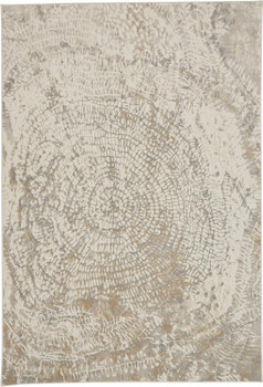 2' x 3' Ivory Tan and Gray Abstract Area Rug
