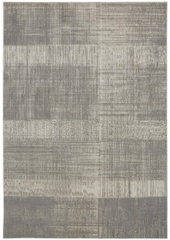 2' x 3' Gray and Ivory Abstract Stain Resistant Area Rug