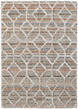 2' x 3' Tan Taupe and Ivory Geometric Power Loom Stain Resistant Area Rug
