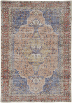 2' x 3' Red Tan and Blue Abstract Area Rug
