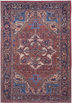 2' x 3' Red Tan & Blue Floral Power Loom Area Rug