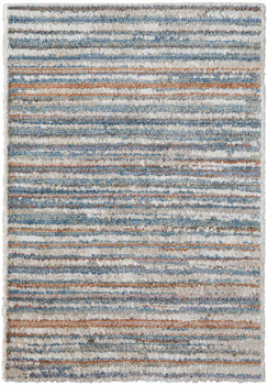 2' x 3' Ivory Blue and Orange Striped Power Loom Stain Resistant Area Rug