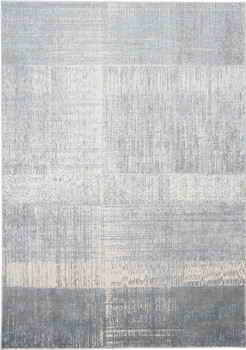 2' x 3' White Gray and Blue Abstract Stain Resistant Area Rug