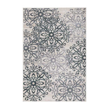 2' x 3' Oatmeal and Gray Medallion Power Loom Stain Resistant Area Rug