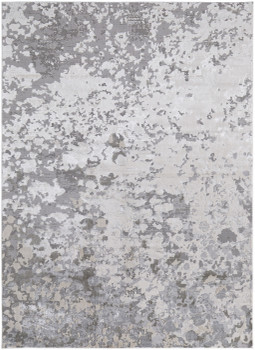 2' x 3' Silver Gray and White Abstract Stain Resistant Area Rug
