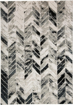 2' x 3' Black Gray and Silver Geometric Stain Resistant Area Rug