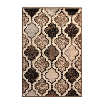 2' x 3' Ivory Quatrefoil Power Loom Distressed Stain Resistant Area Rug