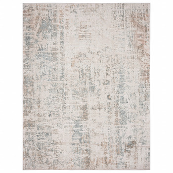2' x 3' Gray Blue Taupe and Cream Abstract Distressed Stain Resistant Area Rug
