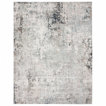 2' x 3' Gray Cream and Taupe Abstract Distressed Stain Resistant Area Rug