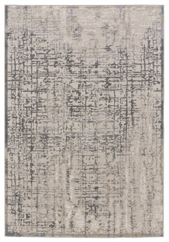 2' x 3' Gray & Ivory Abstract Stain Resistant Area Rug