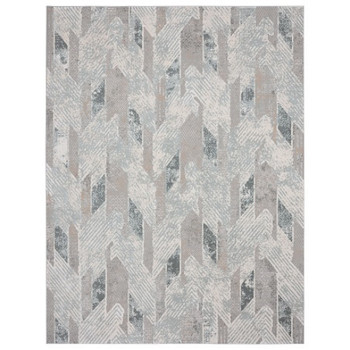2' x 3' Gray Blue and Cream Geometric Distressed Stain Resistant Area Rug