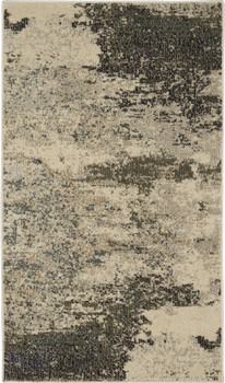 2' x 4' Ivory and Grey Abstract Power Loom Non Skid Area Rug