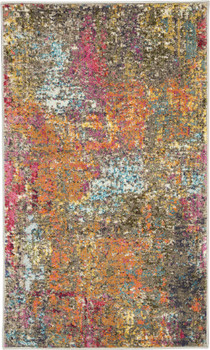 2' x 4' Sunset Abstract Power Loom Non Skid Area Rug