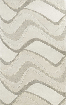 2' x 4' Ivory Hand Tufted Abstract Waves Indoor Accent Rug