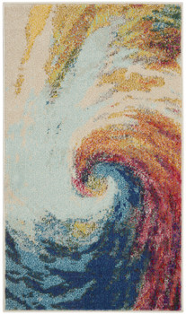 2' x 4' Wave Abstract Power Loom Non Skid Area Rug