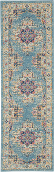 2' x 6' Light Blue Southwestern Power Loom Runner Rug