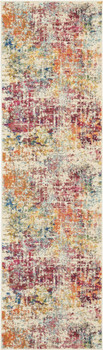 2' x 6' Pink Abstract Power Loom Distressed Non Skid Area Rug