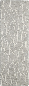 2' x 8' Taupe and Ivory Wool Abstract Tufted Handmade Stain Resistant Runner Rug