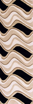 2' x 8' Black or Beige Abstract Waves Wool Runner Rug