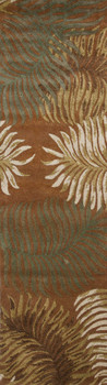 2' x 8' Rust Orange Hand Tufted Tropical Leaves Indoor Runner Rug