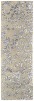 2' x 8' Tan Silver and Gray Wool Floral Tufted Handmade Runner Rug