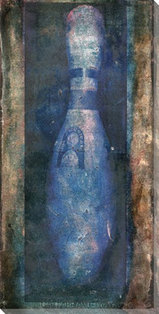 Single Blue Bowling Pin Wrapped Canvas Giclee Print Wall Art