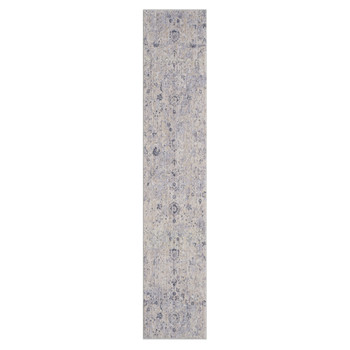 2' x 8' Gray Floral Runner Rug