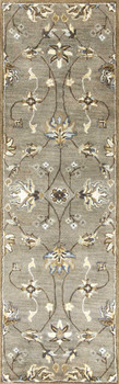 2' x 8' Grey Hand Tufted Wool Traditional Floral Indoor Area Rug