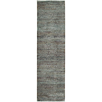2' x 8' Blue & Purple Oriental Power Loom Stain Resistant Runner Rug
