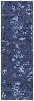 2' x 8' Blue Wool Floral Tufted Handmade Runner Rug