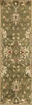 2' x 8' Emerald Green Floral Vine Wool Runner Rug