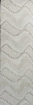 2' x 8' Ivory Abstract Waves Wool Runner Rug