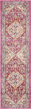 2' x 8' Pink and Ivory Power Loom Runner Rug