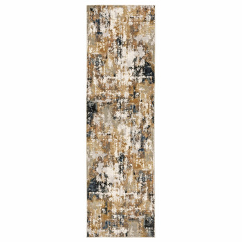 2' x 8' Ivory Gray Abstract Sectors Indoor Runner Rug