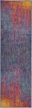 2' x 8' Blue and Pink Abstract Power Loom Polypropylene Runner Rug