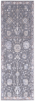 2' x 8' Gray Ivory and Red Floral Power Loom Runner Rug