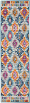 2' x 8' Blue and Pink Ogee Power Loom Runner Rug