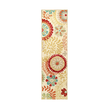 2' x 8' Cream Wool Medallion Tufted Handmade Stain Resistant Runner Rug