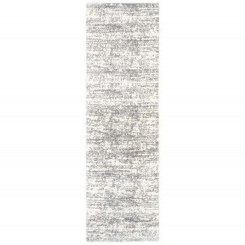 2' x 8' Ivory & Gray Abstract Strokes Runner Rug