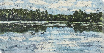 Loon Trio Batik Trees Wrapped Canvas Giclee Print Wall Art