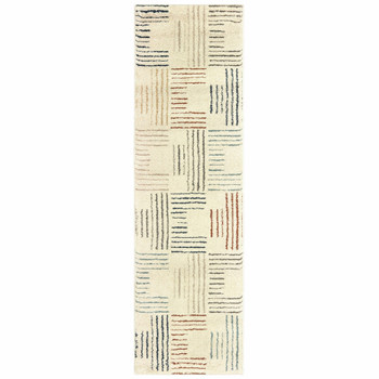 2' x 8' Ivory Multi Neutral Tone Scratch Indoor Runner Rug