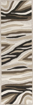 2' x 8' Natural Abstract Waves Wool Runner Rug