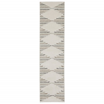 2' x 8' Brown and Ivory Geometric Power Loom Runner Rug