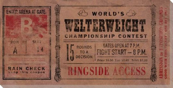 Vintage Boxing Tickets Welterweight Wrapped Canvas Giclee Print