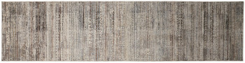 2' x 8' Ivory Gray and Black Abstract Distressed Runner Rug with Fringe