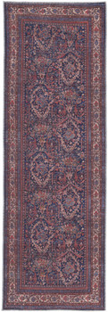 2' x 8' Red Blue and Tan Floral Power Loom Runner Rug