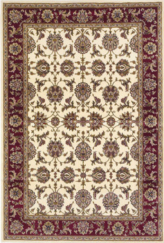 2' x 8' Red and Ivory Floral Medallion Runner Rug