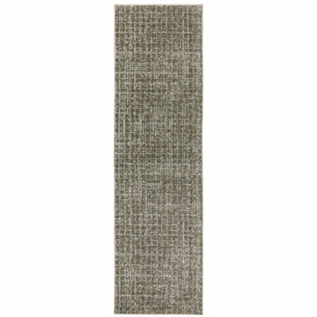2' x 8' Grey Tan and Beige Geometric Power Loom Stain Resistant Runner Rug