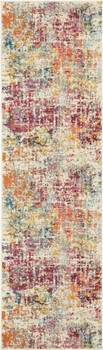2' x 8' Pink Abstract Power Loom Distressed Non Skid Runner Rug