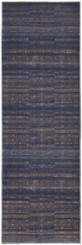 2' x 8' Blue Purple and Brown Floral Power Loom Runner Rug